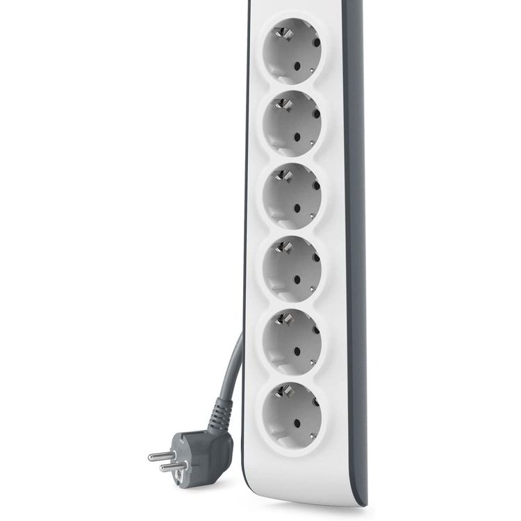 Belkin Surge Master Protector 6 Outputs with 2m Power Cable EU, Surge Strip Compatible for DVD Player, Gaming Console, Speakers & Other Medium-sized Appliances - White