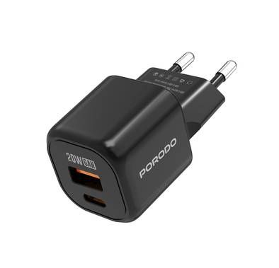 Porodo Dual-Port Wall Charger with 20W Power Delivery, EU...