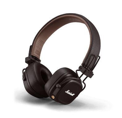 Marshall Major IV On-Ear Wireless Headphones, Foldable Design, 80 Hours of Wireless Play Time, Bluetooth Multipoint Connectivity, Fast & Wireless Charging, Bluetooth Version 5.0, 3 Hours Charging Time, 10 m Bluetooth Range - Brown 