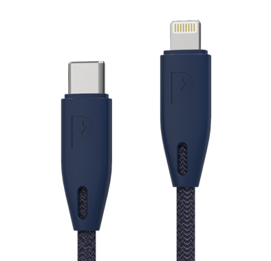 Powerology Fast Charging Cable, [MFi Certified] USB C to Lightning Braided Fast PD Charge 2 meter / 6.6 feet with iPhone 12 Pro Max/12 Mini/12, 11 Pro Max/11 Pro/11, XS Max/XS/XR/X, 8 Plus/8 (Blue)