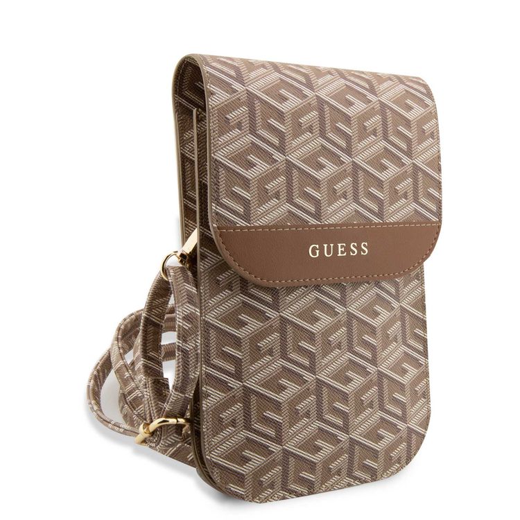 Guess Gcube Stripe Wallet Bag - Brown