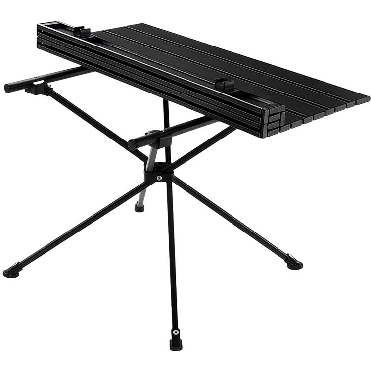 Green Lion CAMP T2 Foldable Camping Table with Carbon Steel Material, 30kg Load Capacity , Lightweight Design, Scratch Resistant, Easy Cleaning, Carry Bag Included, Roll-Up Tabletop Design - Black