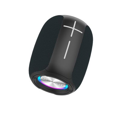 مكبر صوت Powerology Ghost، وقت تشغيل يصل إلى 5 ساعات، بلوتوث 5.0، سعة بطارية 1500 مللي أمبير، وظيفة FM، مقاوم للماء IPX5، صوت جهير معزز - أسود