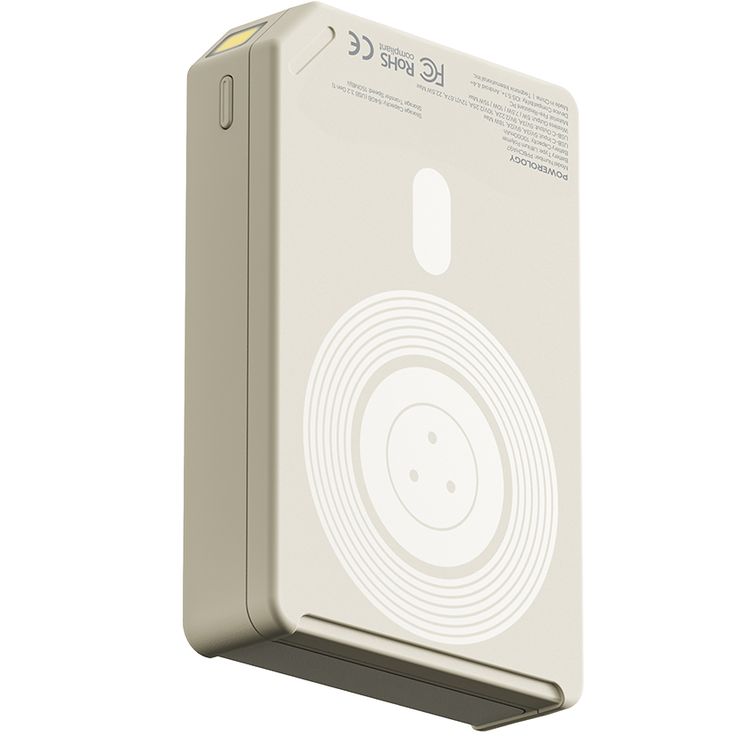 Powerology Floppydisk Retro 10000mAh MagSafe Powerbank with OLED Display Screen, Multi-Protocol Fast Charging, Universal Compatibility, 64GB Storage Capacity, High-Speed Data Storage, Fire-Resistant PC Material - White