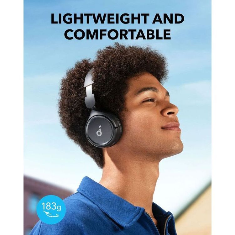 سماعة رأس Soundcore H30I اللاسلكية بتصميم قابل للطي، وصوت جهير نقي، وإمكانية الاتصال بالتطبيق، واتصال متعدد النقاط، وتصميم خفيف الوزن للغاية - أسود