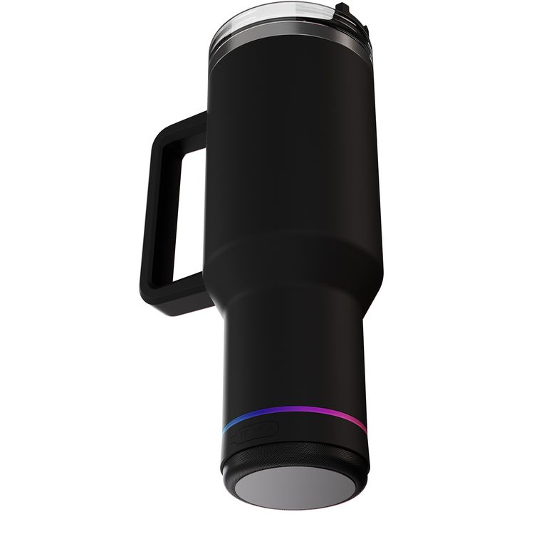 Porodo HydroTunes Tumbler with Detachable Bluetooth Speaker Base, Bluetooth Version 5.3, 300mAh Battery, 1.2L Capacity, USB-C Charging Port, Dual-Function Design, Leakproof Silicone Lid, 3W Speaker Output Power - Black