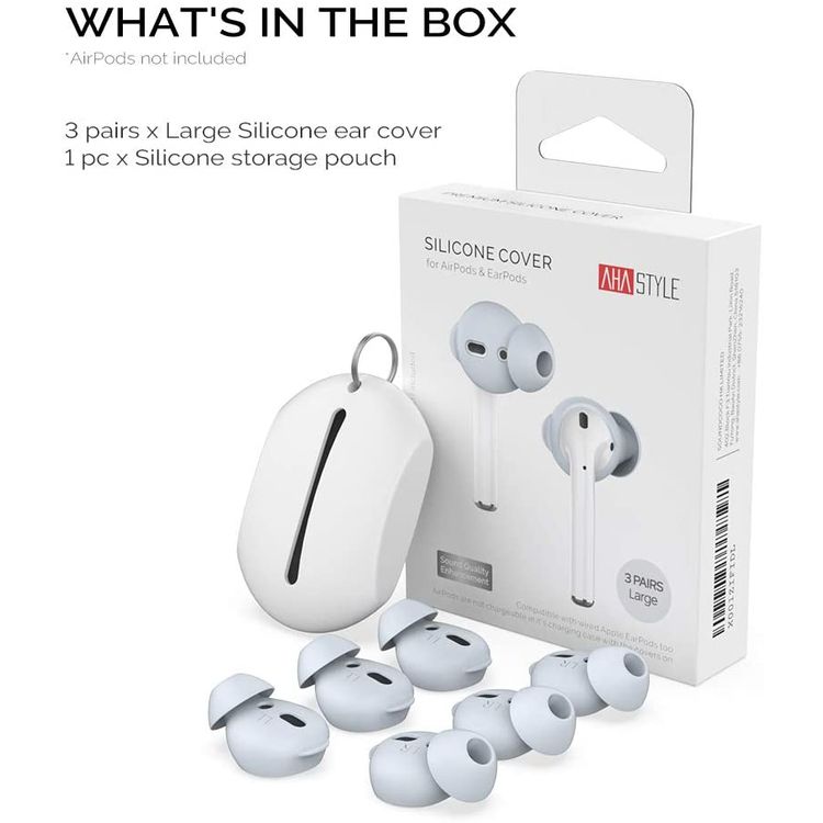غطاء سيليكون AhaStyle لـ Airpods (3 أزواج كبيرة) - أزرق فاتح