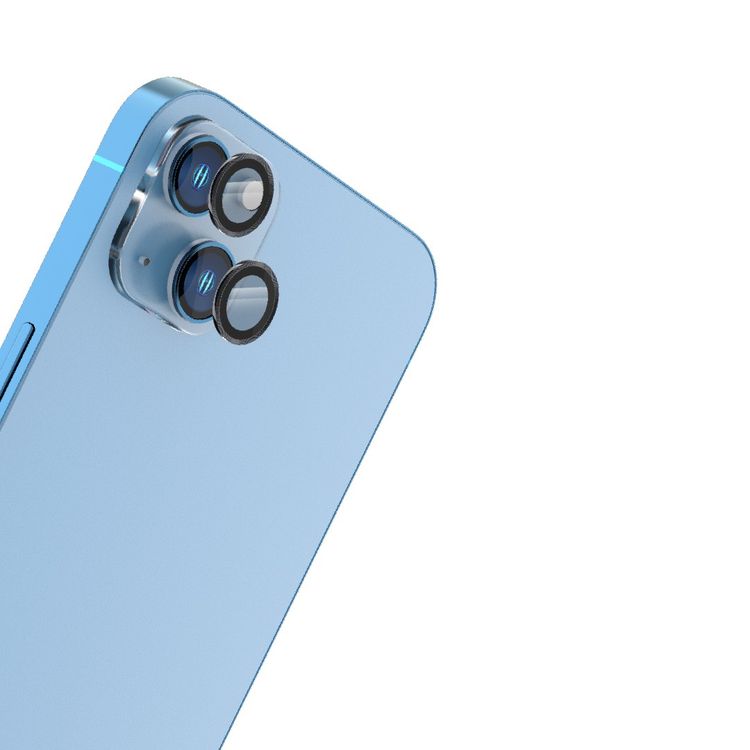 LEVELO Lucent Duo Lens Protector Compatible for iPhone 13 Mini & 13 (2pcs), 9H Hardness, Bubble Free, Ultra Thin & Full Coverage, Camera Lens Protector, Anti-Scratch - Black