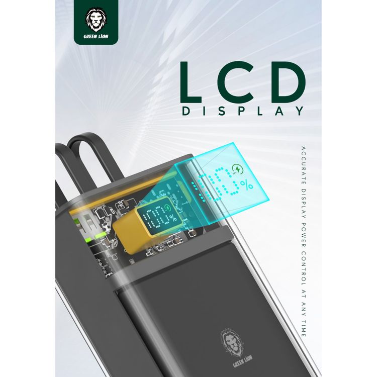 Green Lion Integrated Transparent Power Bank ( QC 22.5W + PD 20W )