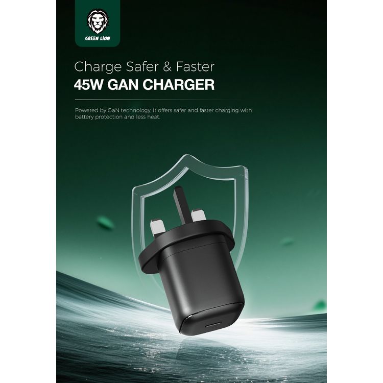 Green Lion 4-in-1 Combo Essentials for iPhone 17 Pro, Shockproof Clear Case, 3D Curved Clear Glass, GaN Fast Charger, HD Clear Camera Lens, 45W Power Delivery - Clear