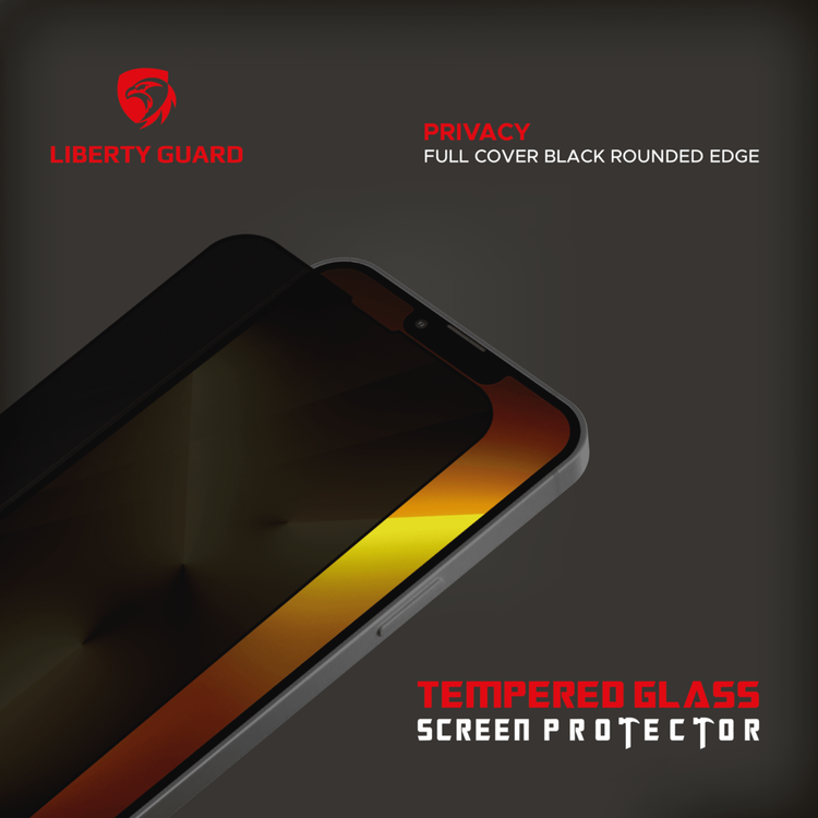 واقي شاشة Liberty Guard Privacy Full Cover بحافة مستديرة لهاتف iPhone 13 Pro Max، مضاد للصدمات والتأثير - الخصوصية