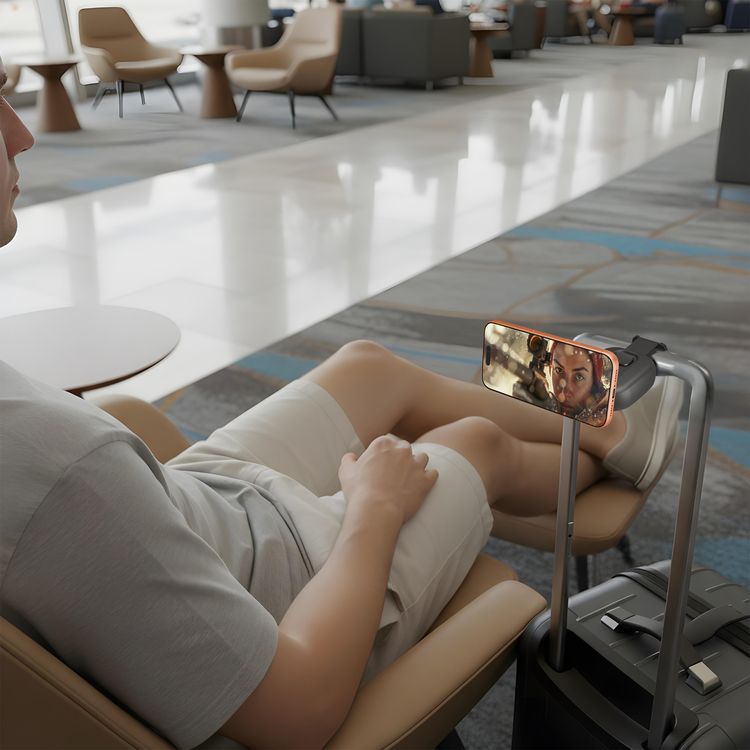 Porodo Loop Adjustable Travel Mount Magnetic Phone Holder with Clip-On Design, Full 360° Rotation, Carabiner Hook, 20× N52 Strong Magnets, ABS + PC + Silicone + Zinc Alloy Material, Lock and Unlock Function, Foldable Design, 1.6kg Max Load Capacity - Black