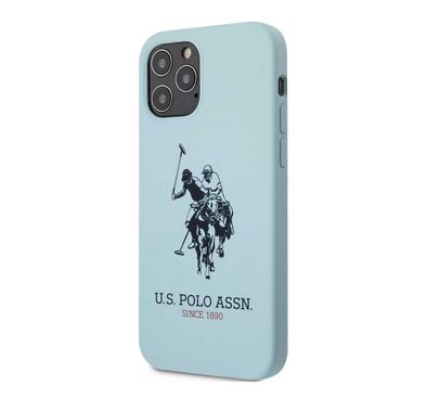 CG Mobile U.S. Polo Assn. Liquid Silicone Hard Case DH Logo for iPhone 12 / 12 Pro (6.1") Shock & Scratch Resistant, Suitable with Wireless Chargers Officially Licensed Blue