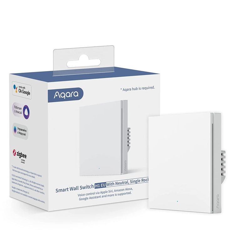 Aqara Smart Wall Switch H1 EU With Neutral ,Single Rocker-White