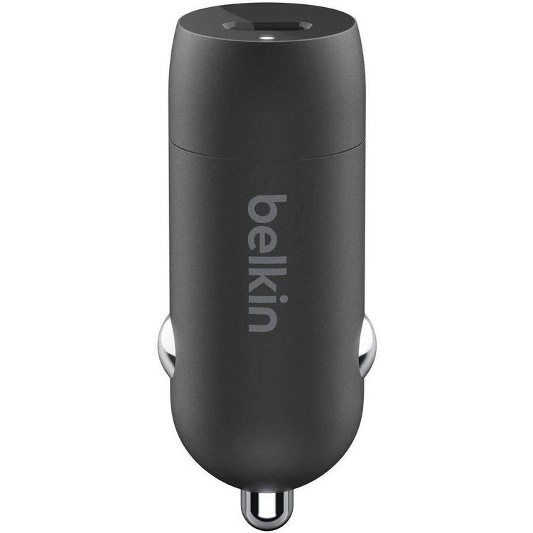 Belkin 18W PD USB-C Dual Standalone Car Charger, Compact and Portable Design Car Charger, Fast Charger Compatible for iPhone, Samsung & Other USB-C Devices - Black
