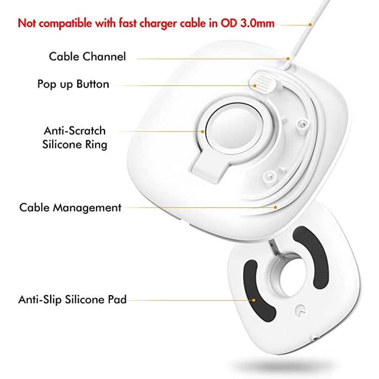 Ahastyle ABS Plastic Foldable Stand For Apple Watch Charger, Compatible with all Apple Watch - White