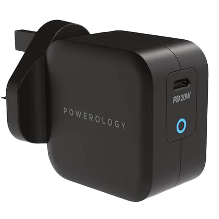 Powerology Ultra-Compact 20W PD GaN Charger UK - Black	