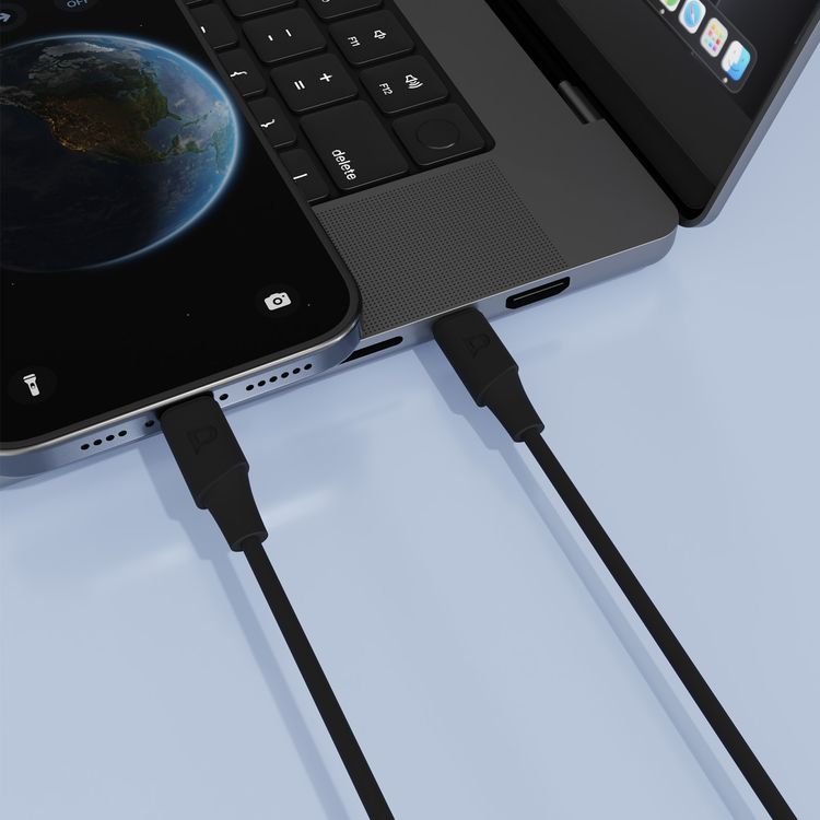 كابل باورولوجي باور سينك فليكس من USB-C إلى Lightning بطول 1.2 متر، عمر افتراضي 10000 انحناء، شحن سريع ونقل بيانات، مصنوع من مادة TPE مقولبة، سرعة نقل بيانات تصل إلى 480 ميجابت في الثانية، توصيل طاقة 30 واط - لون أسود.
