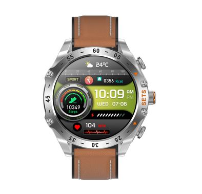 Porodo Hype Smart Watch with Wireless Earbuds and Black Leather Band, Compatible with Android 5.0, iOS 10.0 and Above