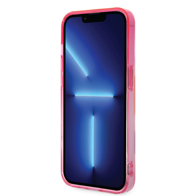 USPA PC/TPU Case with Blurred Stripes & Horse Logo iPhone 14 Pro Compatibility - Pink