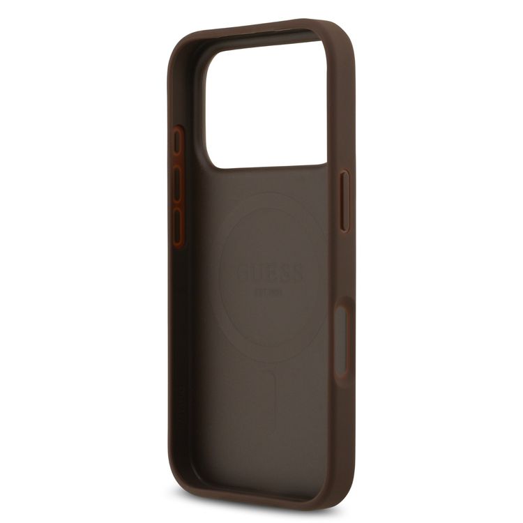 جراب جلد PU مغناطيسي MagSafe بتصميم كلاسيكي وشعار مرصع للهاتف iPhone 17 Pro Max، تصميم خفيف الوزن، حماية من السقوط، سهل التركيب، نحيف، تغليف مستدام، مريح في اليد - بني