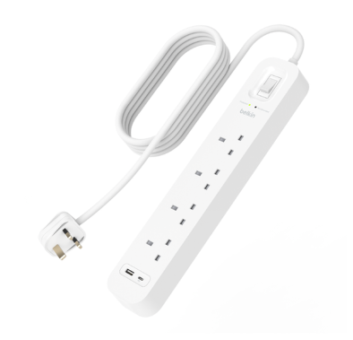 Belkin Connect Surge with USB-C and USB-A Ports 18W 4x AC Outlet - White