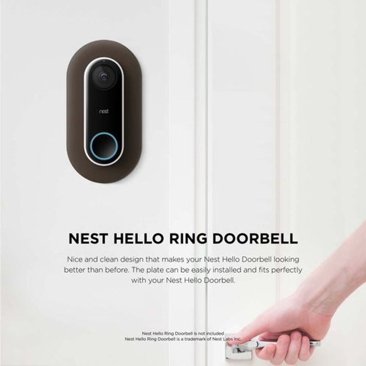 Elago Wall Plate Designed for Google Nest Hello Wall Plate Compatible with Google Nest Hello Smart Wi-Fi Video Doorbell, Use with Adjustable Wedge - Brown