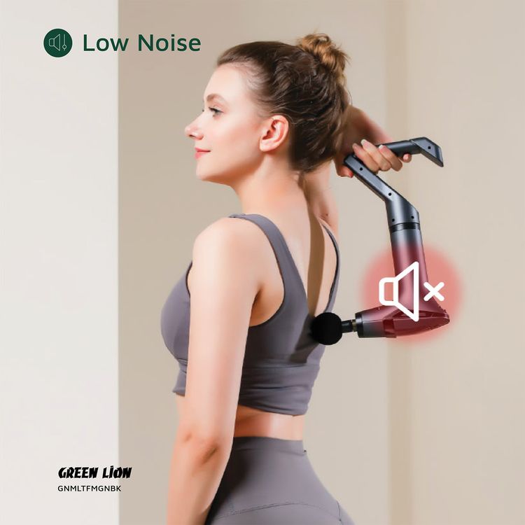 Green Lion Multifunctional GMG-05 Massage Gun with 4 Massage Heads, Extension Handle, LED Light, Massage Belt, Type-C Charging Port, Up to 3 Hours Working Time, 15000mAh Battery - Black 