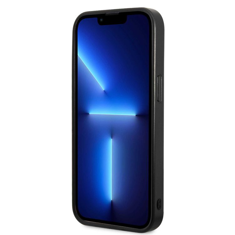 حافظة Guess Sequin Script مع شعار Guess Metal - أسود - iPhone 15 Pro Max