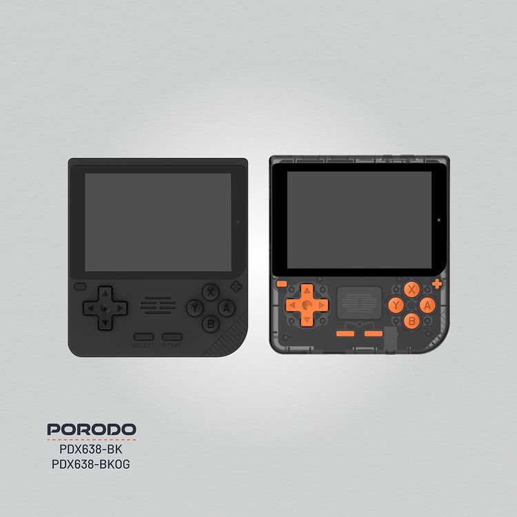 وحدة تحكم ألعاب Porodo Gaming Retro Arcade، محاكي ثلاثي الأبعاد، تصميم مريح، تشغيل صوتي غامر، شاشة IPS مقاس 3.5 بوصة، عمر بطارية 6 ساعات، بطارية 3000 مللي أمبير في الساعة - أسود