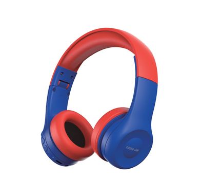 Green Lion Gk-100 Kid Wireless Headphones with High-quality Audio Clarity, Kid-Friendly, Built-in AUX Option, 40mm Driver Size, 15 Hours Playtime, Less than 2 Hours Re-charge Time, Lightweight,  10m Bluetooth Range - Blue/Red