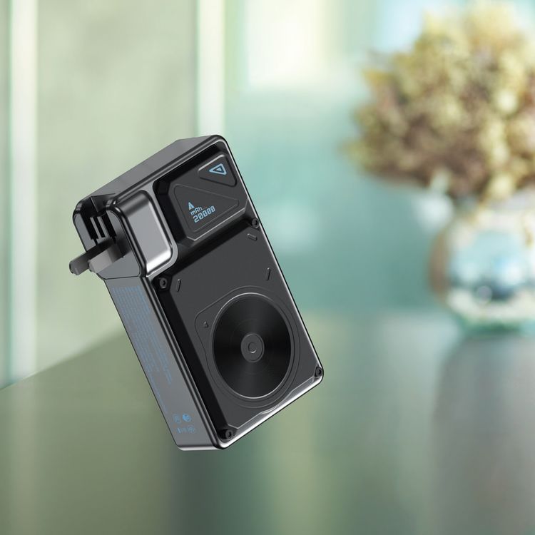 Powerology 20000mAh MagSafe Power Bank with Wall Charger, PD 35W, 15W Wireless Charger, On-Demand Kickstand, Single USB-A & USB-C & Lightning Ports, US/ EU/ UK Interchangeable Plugs - Black