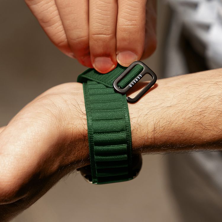 Levelo Ace Loop Watch Strap with Titanium G Hook Buckle for Apple Watch 49/45mm, Sweat & Water Resistant, Compatible with SE, Series 8, 7, 6, 5 & 4, Soft & Comfortable Fit - Green