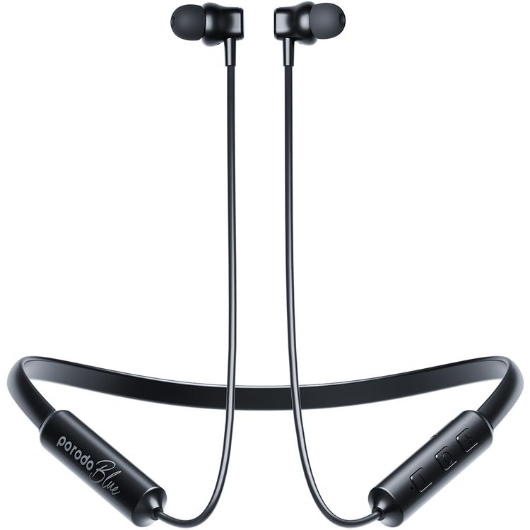 Porodo Blue ENC Neckband In-Ear Earphones with Up to 30 Hours of Playtime, 200mAh Battery Capacity, 15m Transmission Distance, Bluetooth Version 5.3 - Black