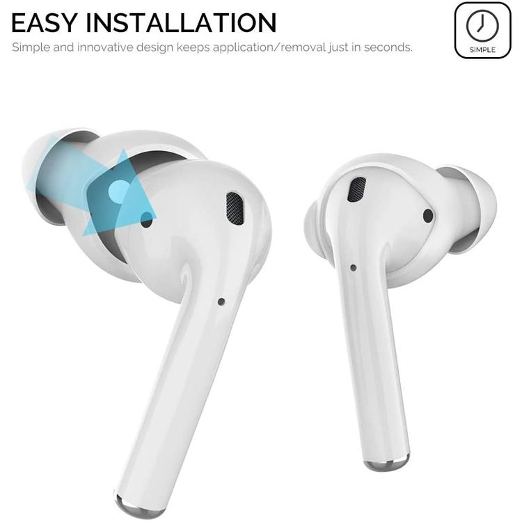 غطاء سيليكون AhaStyle لـ Airpods (3 أزواج كبيرة) - أبيض