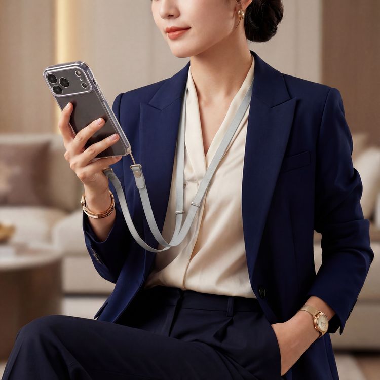 Green Lion Flexi Strap Crossbody Phone Lanyard with Magnetic Nylon Center Straps, Tangle-Free Strap, Hands-Free Convenience, Universal Phone Lanyard, Durable Nylon, Adjustable Length, Versatile Use, Quick-Adjust Slider - Gray