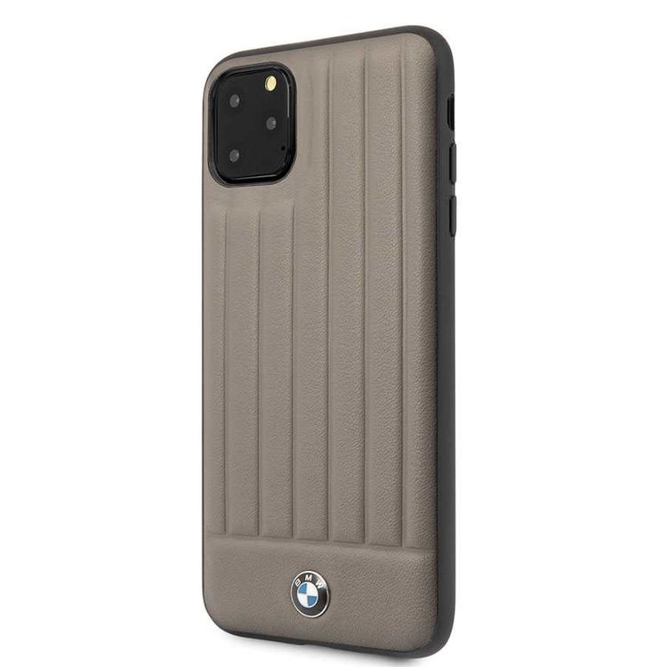 BMW Hard Case Leather Lines Compatible with iPhone 11 Pro Max, Full Protection, Accurate Cutouts Easy Access to All Ports, Scratch Resistant - Brown
