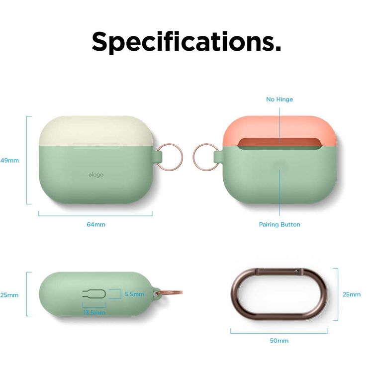 Elago Duo Hang Case for Apple Airpods Pro - Top-Classic White / Peach, Bottom-Pastel Green