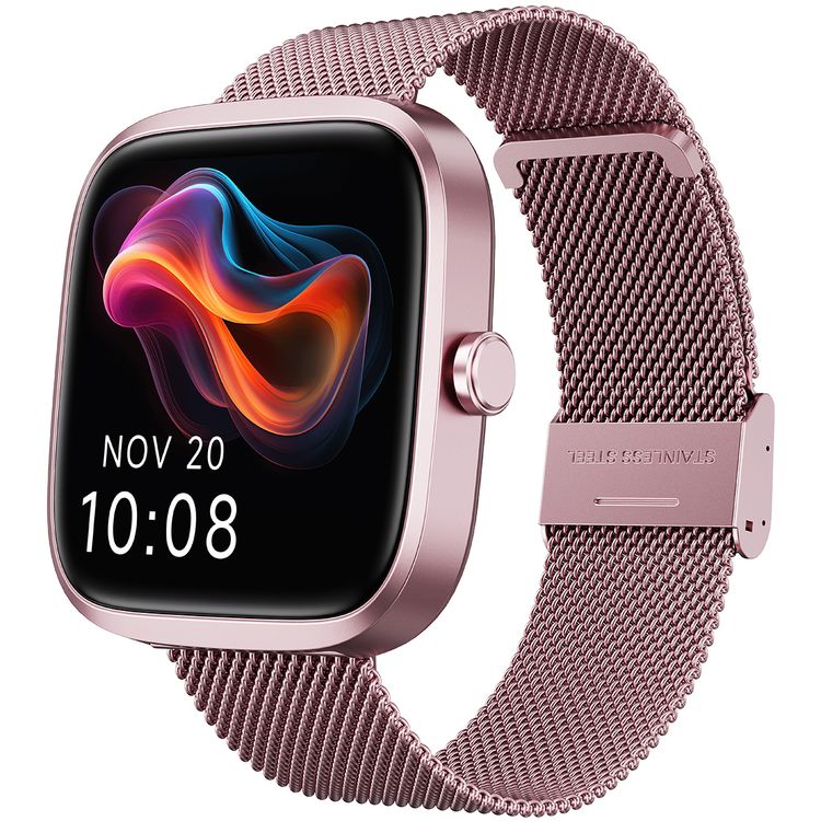 Porodo Skwer Smart Watch with 1.72" HD Screen Size, 230mAh Battery Capacity, 5 Days Working Time, 30 Days Standby Time, 2 Hours Charging Time, Smart Connectivity, Sleep Analysis, Camera Shutter, Smart Notifications, iOS 10 Above & Android 10.0 Above Compatibility - Pink