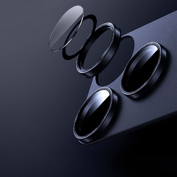 Levelo Trio Pro Camera Lens Protector for iPhone 17 Pro Max, Anti-Glare Coating, Scratch Resistant, Ultra-Clear Glass, Oleophobic Coating, Double-Sided AR Glass, Detachable Camera Protector, 0.33mm Thickness - Blue