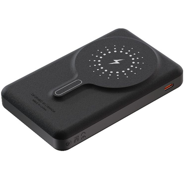 Levelo Marabella MagSafe Leather 10000mAh Power Bank with OLED Battery Status Display, N52 Magnets, 15W Wireless Charging, 20W Power Delivery, Overcurrent Protection - Dusk Black