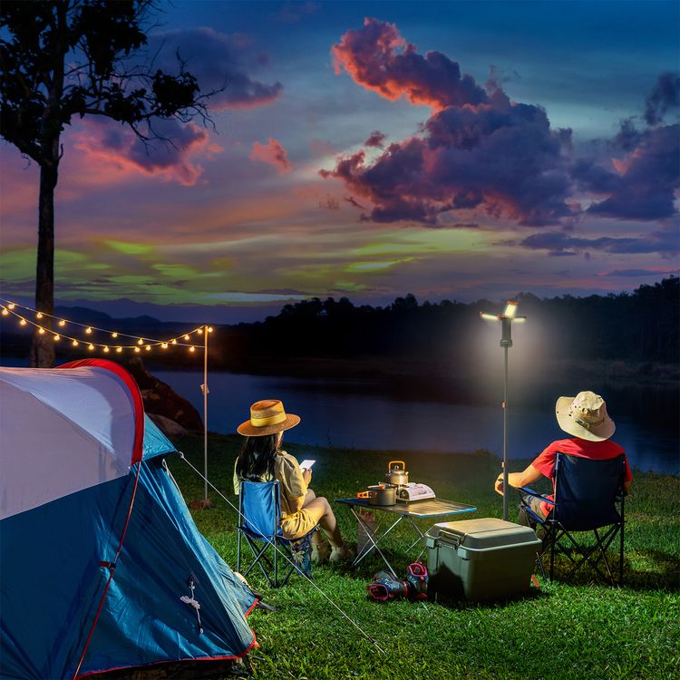 Porodo 9000mAh Work Lantern with Multi-Mode LED Light, Durable ABS Body Material, Tripod Base, Hanging Hook, USB-C Charging Port, Warm Reading Mode, Top Spotlight Beam, Up to 19 Hours Working Time, IP44 Water Resistance Level  - Orange