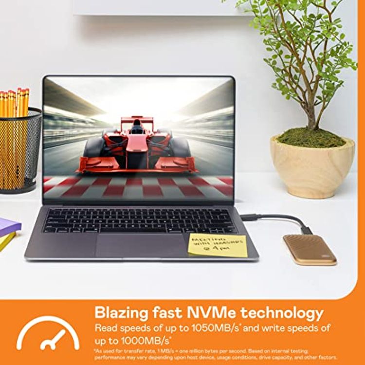 WD 1TB My Passport SSD , 1050MB/s Read, 1000MB/s Write, PC & Mac Compatible - Gold