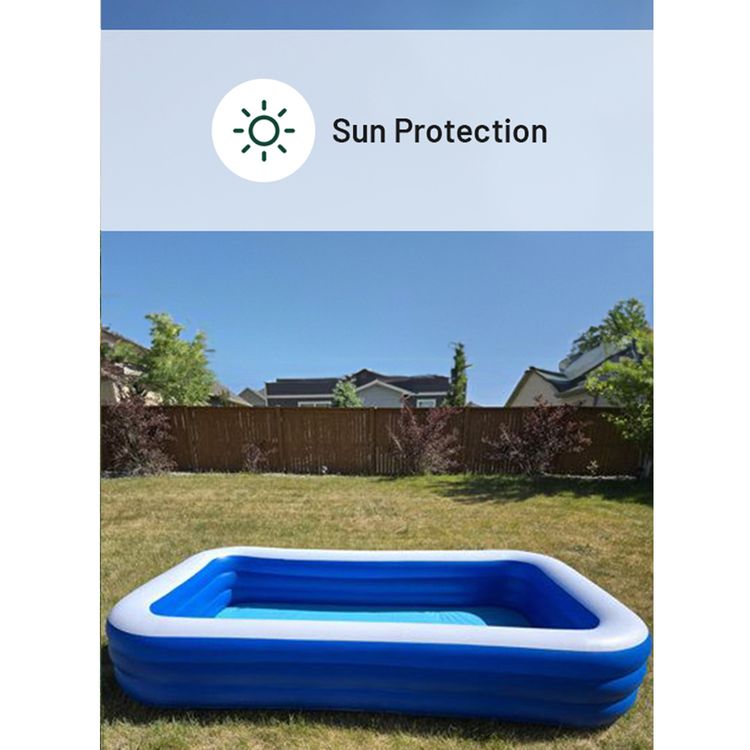 Green Lion Inflatable Swimming Pool with 880L Water Capacity, Small, PVC, Fits 5-7 People, Suitable for 3+ Years Old, Sun Protection, Force Support, Odorless - Blue
