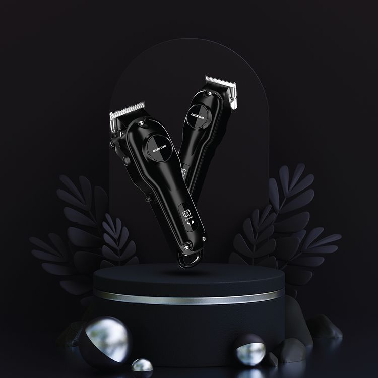 Green Lion ProClip Duo 7-in-1 Hair Trimmer with LED Digital Display, Ergonomics & Low Noise Design, Type-C Charging Port, 150 Minutes Big Clipper Operating Time, 120 Minutes Small Clipper Operating Time, Metallic Surface - Black