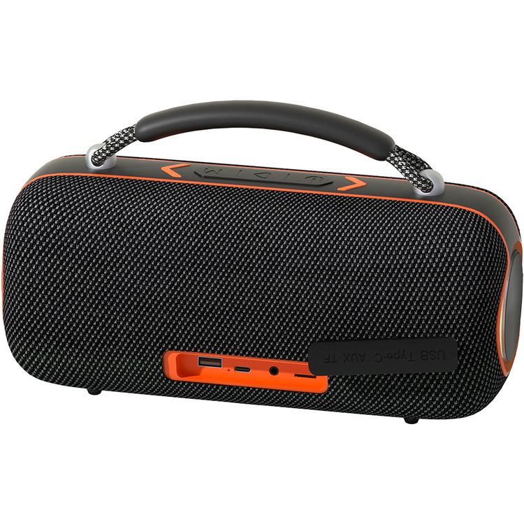 Porodo Soundtec Sonify Portable Wireless Speaker with Grip Handle, 4000mAh Battery, 30W Output Power, Bluetooth Version 5.3, USB-C Charging Interface, Up to 5.5 Hours Play Time, RGB Lights, High Fidelity Sound - Black