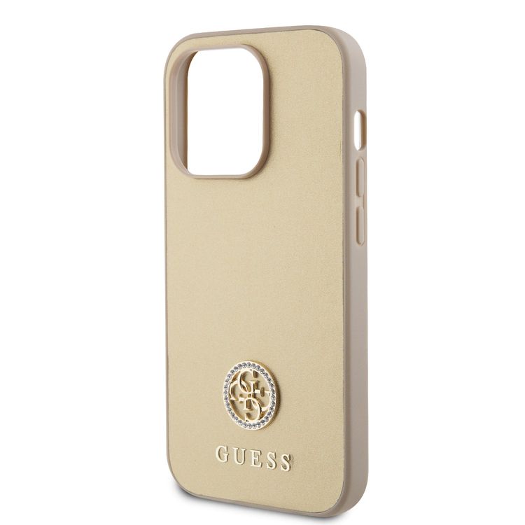 Guess PU Case with Metal 4G Strass Logo - Gold - iPhone 15 Pro