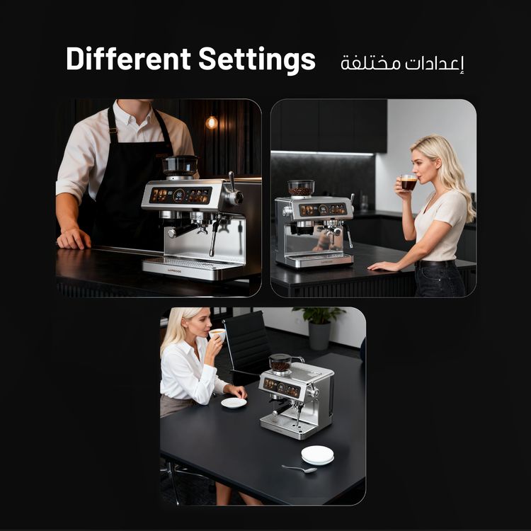 LePresso Semi-Automatic Coffee Machine with Adjustable Grind settings, Adjustable Grind settings, 2950 W(Dual Boiler) Rated Power, 58 mm Portafilter - Silver