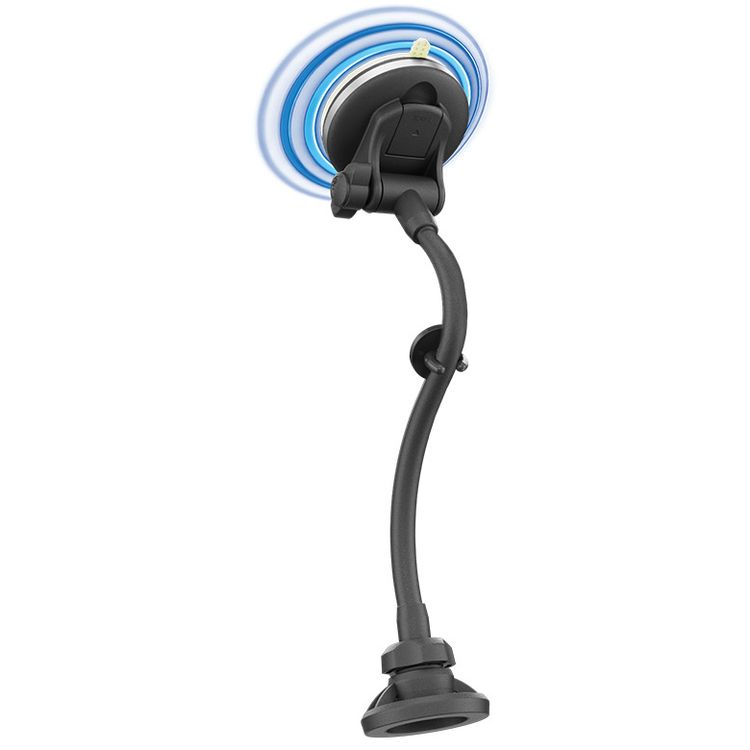 Porodo Vindex Magnetic Car Mount with Extended Flexible Pole, One-Hand Operation, Adjustable Viewing Angle, 360° Rotating Base , One-Click Secure Lock, N52 Magnet Type - Black