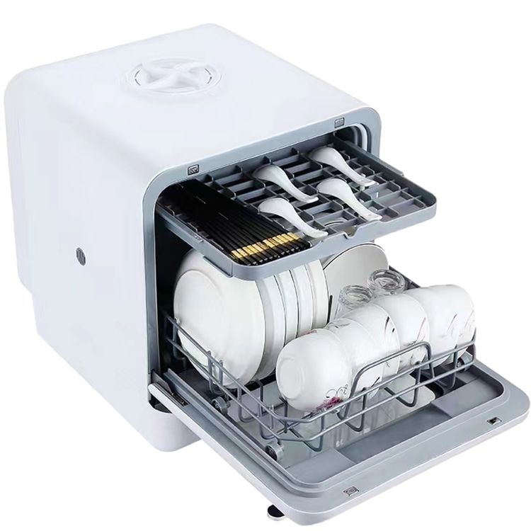 Porodo Lifestyle Counter-Top Dishwasher 220V, 5L Water Tank Capacity, 25L Space Capacity, Hot Air Drying, Hygienic Cleaning Power, UV Sterilization - White